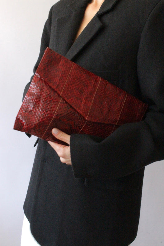 Vintage Genuine Snakeskin Envelope Clutch