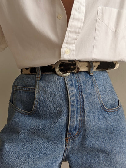 Vintage Printed Calf Hair Leather Belt
