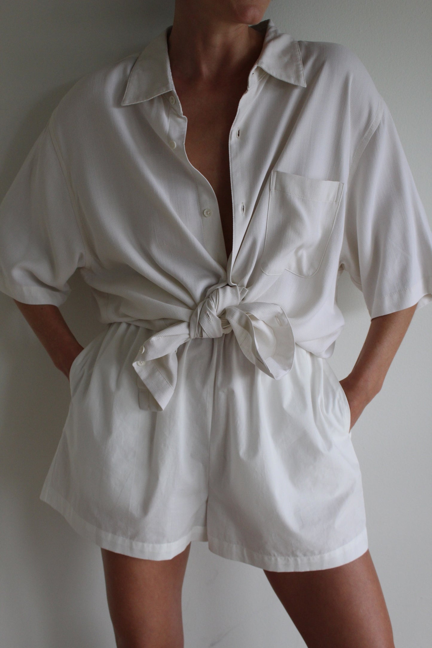 Vintage Waffled Silk Short Sleeve Shirt