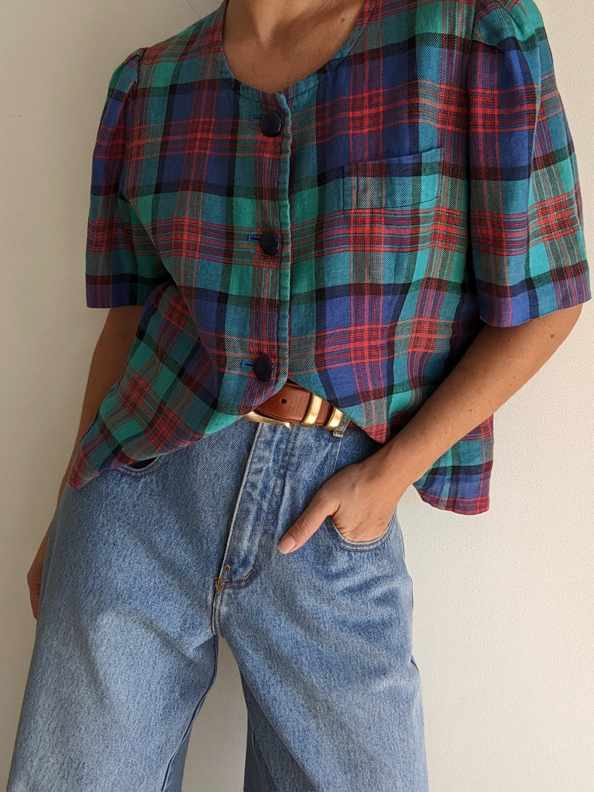 Vintage Givenchy Plaid Blouse