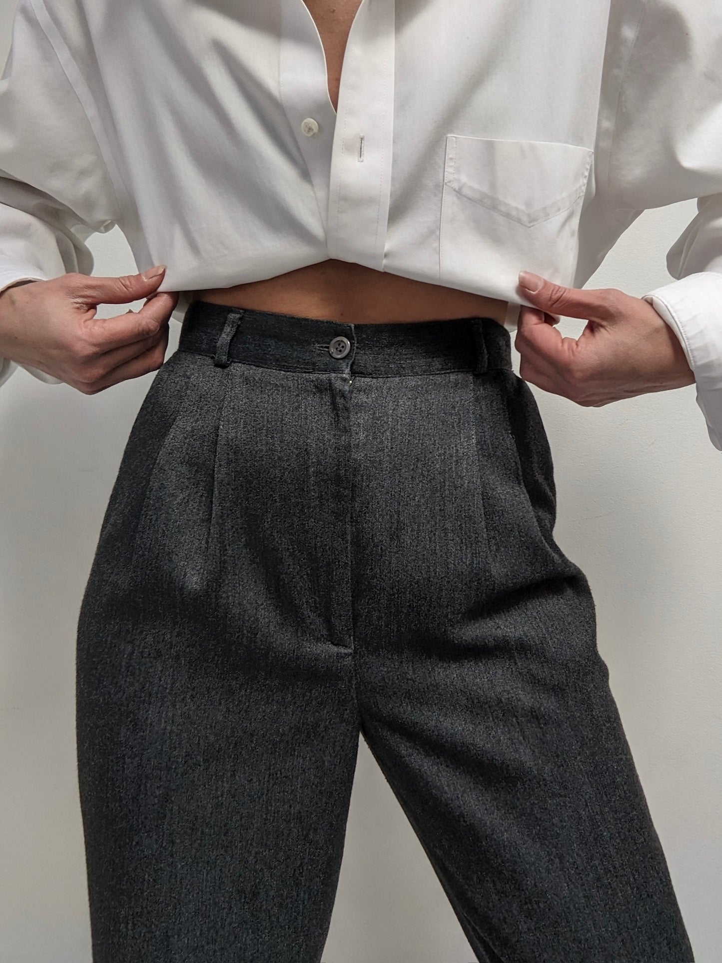 Vintage Pleated Charcoal Trousers