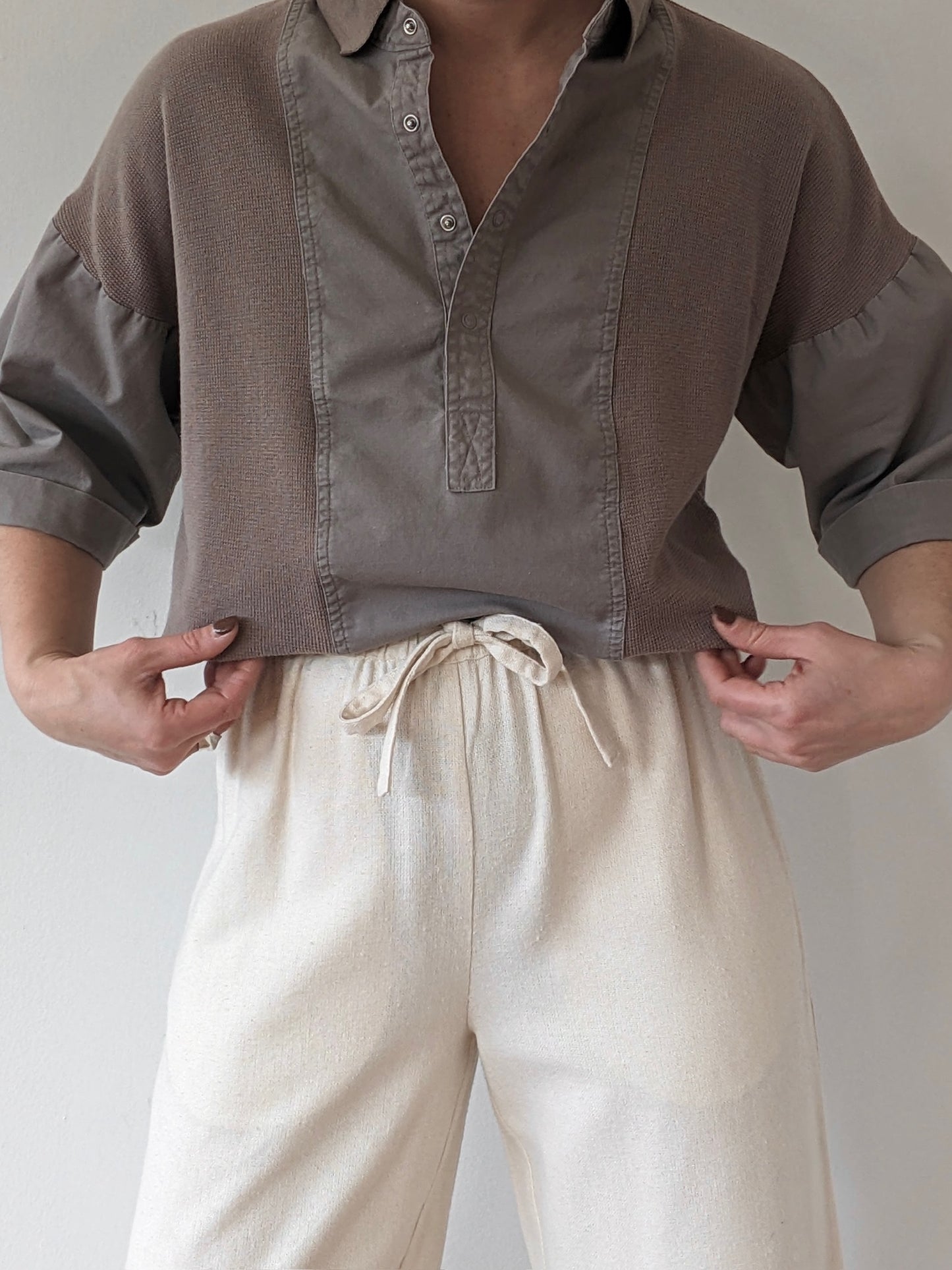 Favorite Vintage Clamshell Waffled Leisure Henley