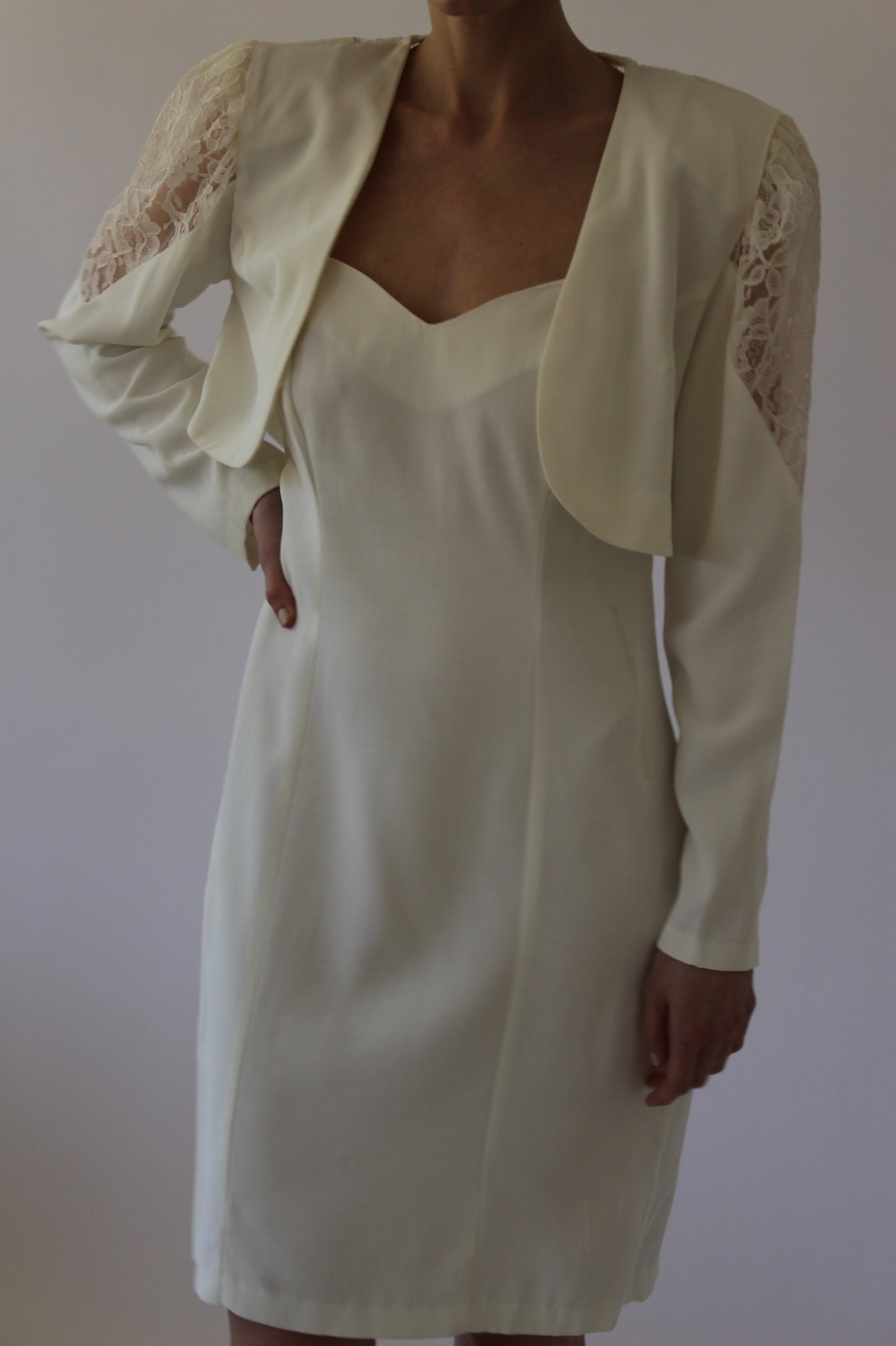 Vintage Vanilla Slip Dress & Lace Bolero Set