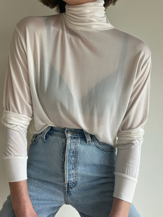 Vintage Swan Sheer Silk Turtleneck