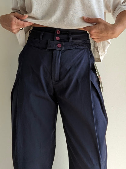 Vintage Midnight Pleated Twill Trousers