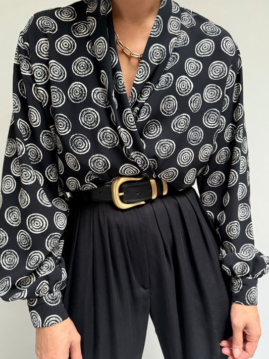 Vintage Swirl Print Blouse