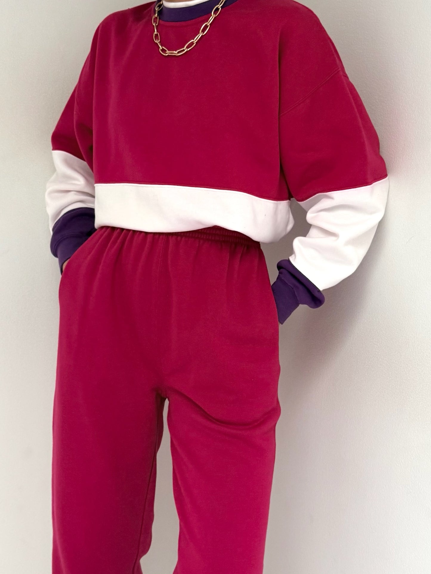 90s Bright Wide Striped Sweat Set