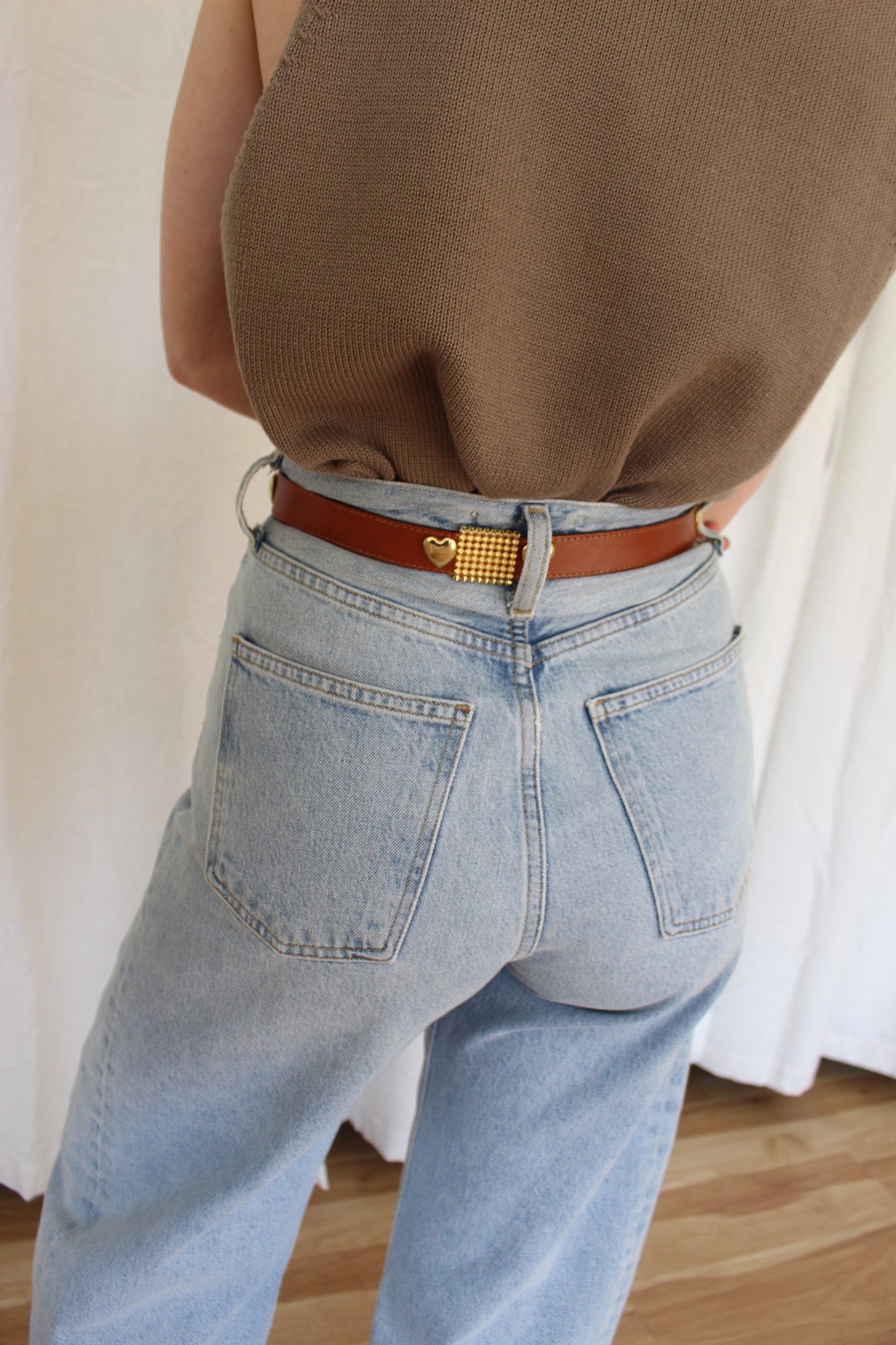 Sweetest Vintage Leather & Heart Pendant Belt