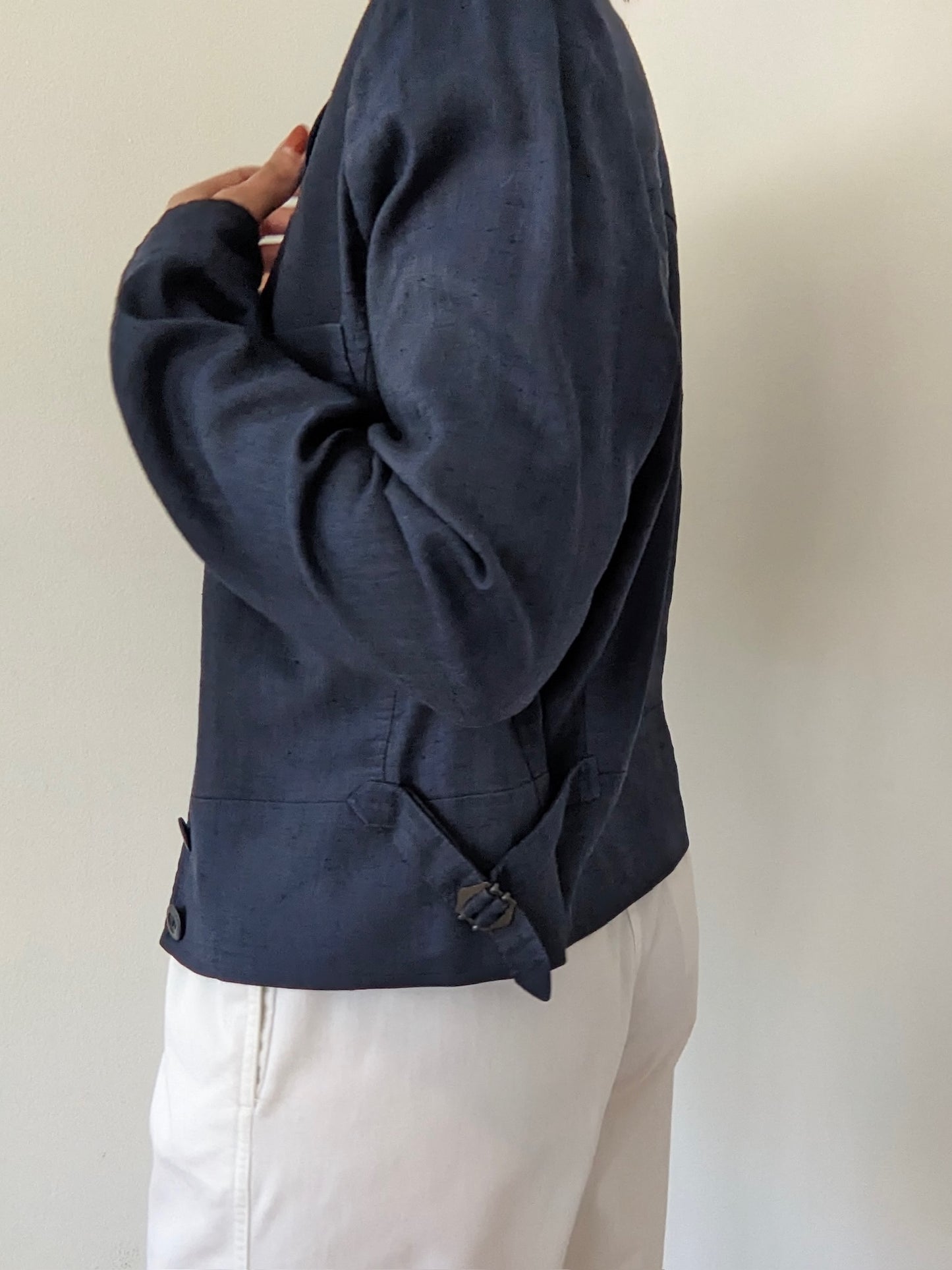 Vintage Midnight Cropped Linen Jacket