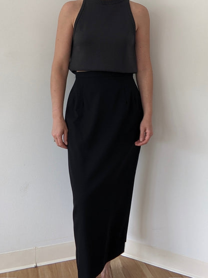 Vintage Onyx Lightweight Wool Twill Skirt