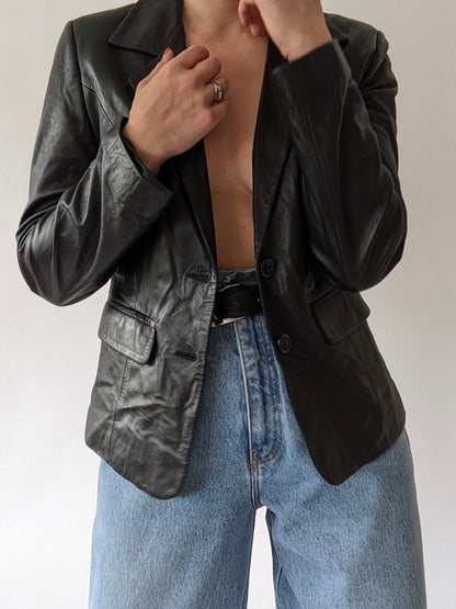 Vintage Onyx Lamb Leather Blazer