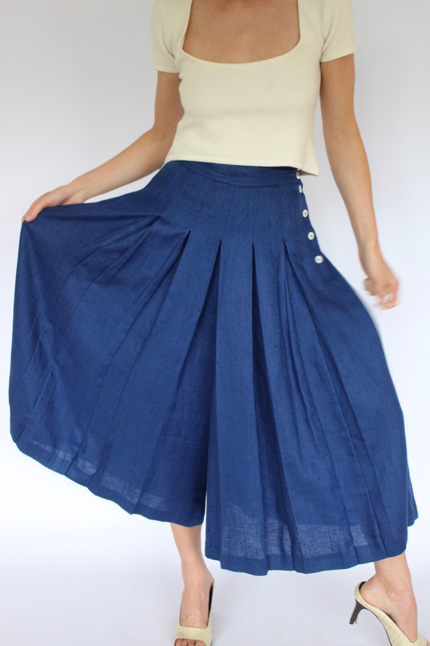 Vintage Lapis Linen Pant Suit