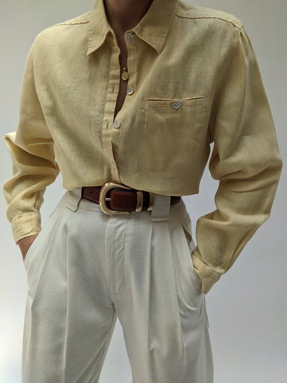 Vintage Butter Linen Blouse