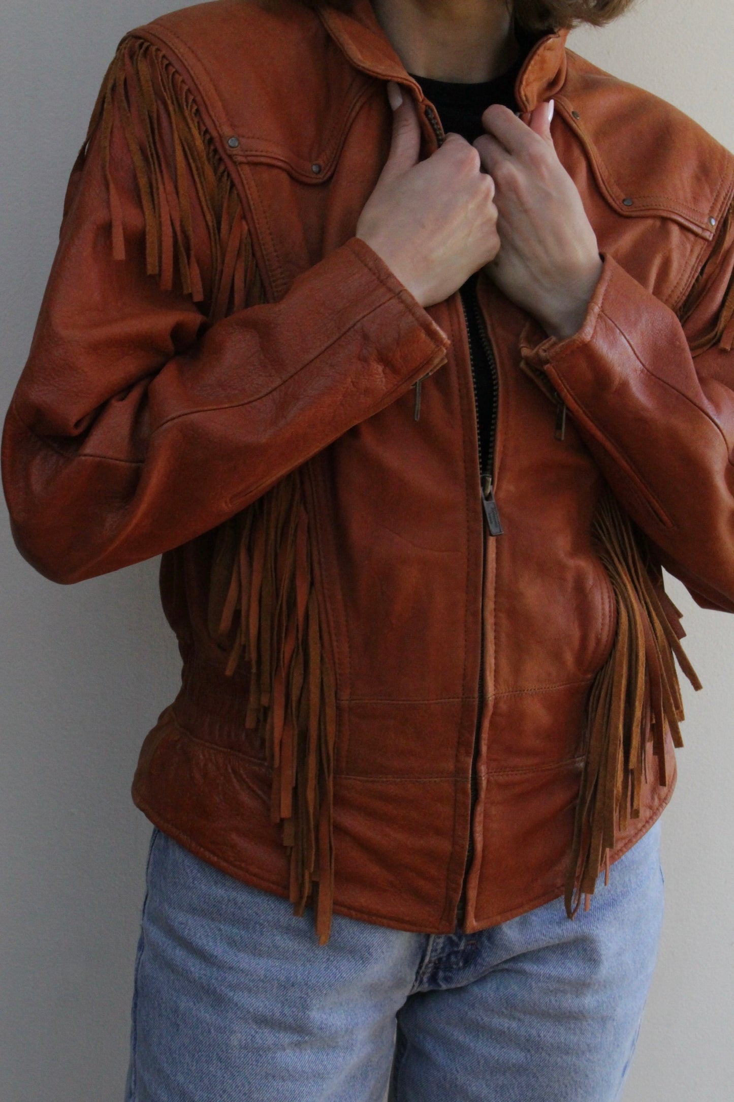 Absolute Favorite Vintage Pebbled Leather Fringe Jacket
