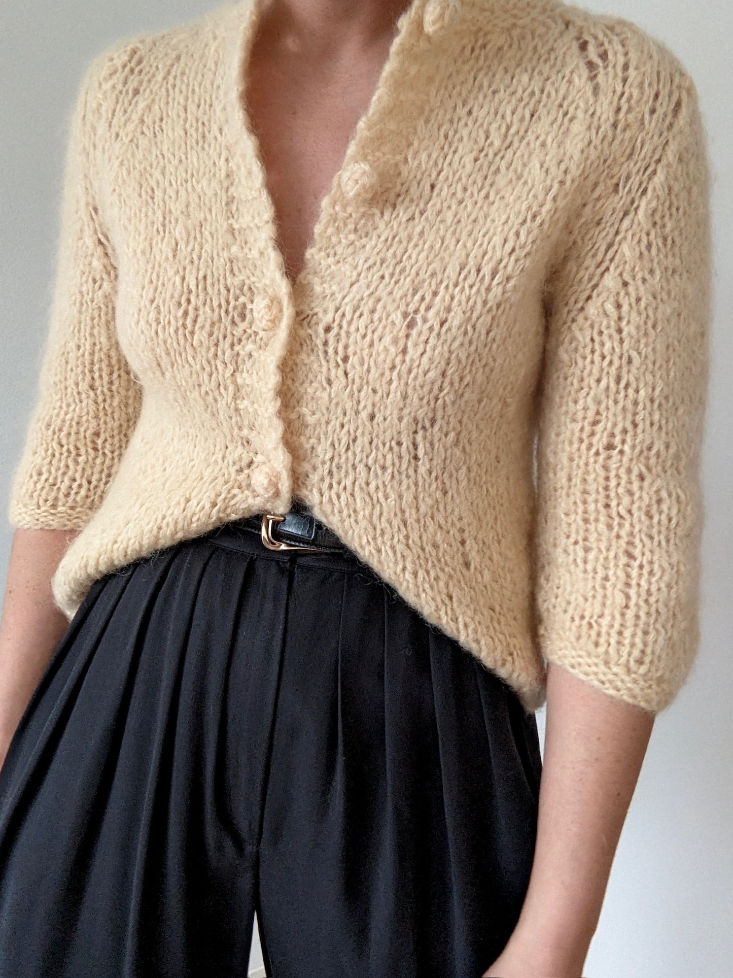 Vintage Buttercream Mohair Wool Cardigan