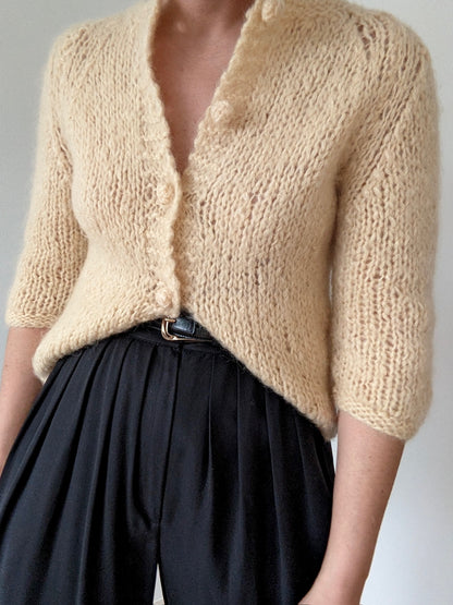 Vintage Buttercream Mohair Wool Cardigan