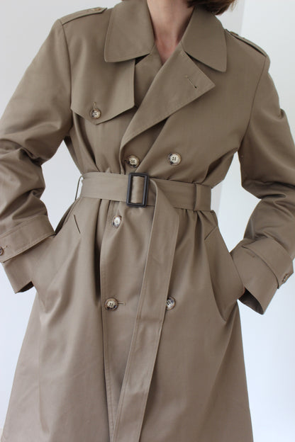 Vintage Belted Khaki Twill Trench Coat