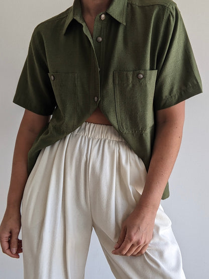 Vintage Moss Woven Silk Shirt