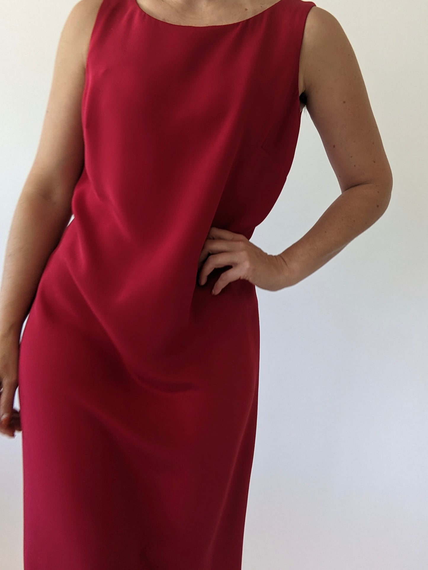 Vintage Raspberry Silk Dress