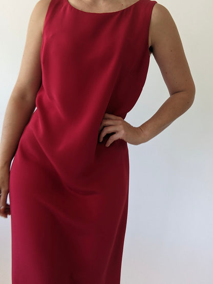 Vintage Raspberry Silk Dress