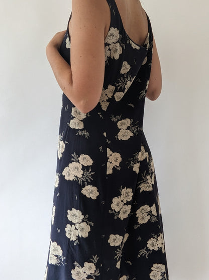 Vintage Floral Silk Dress
