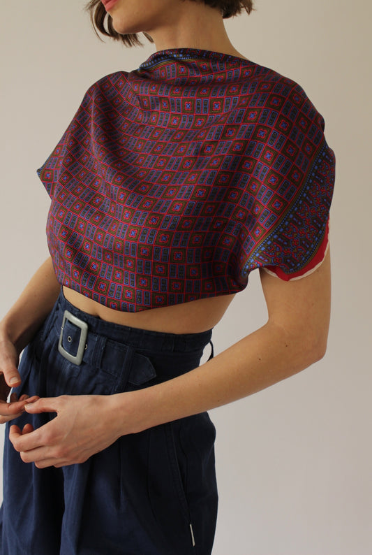 Vintage Printed Silk Scarf