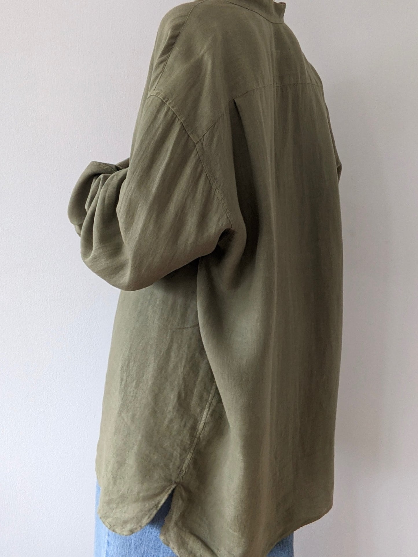 Vintage Zegna Olive Linen Button Down