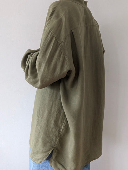 Vintage Zegna Olive Linen Button Down