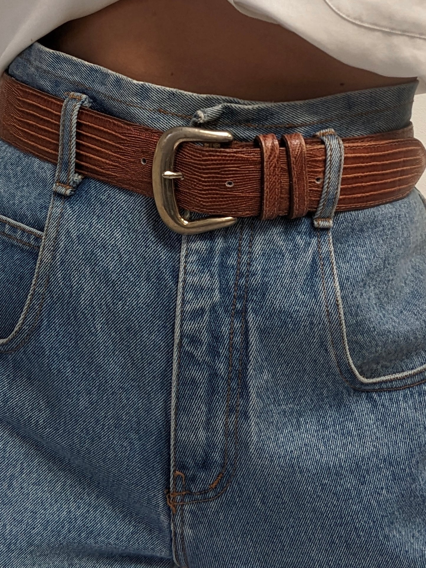 Vintage Whiskey Reptile Embossed Leather Belt