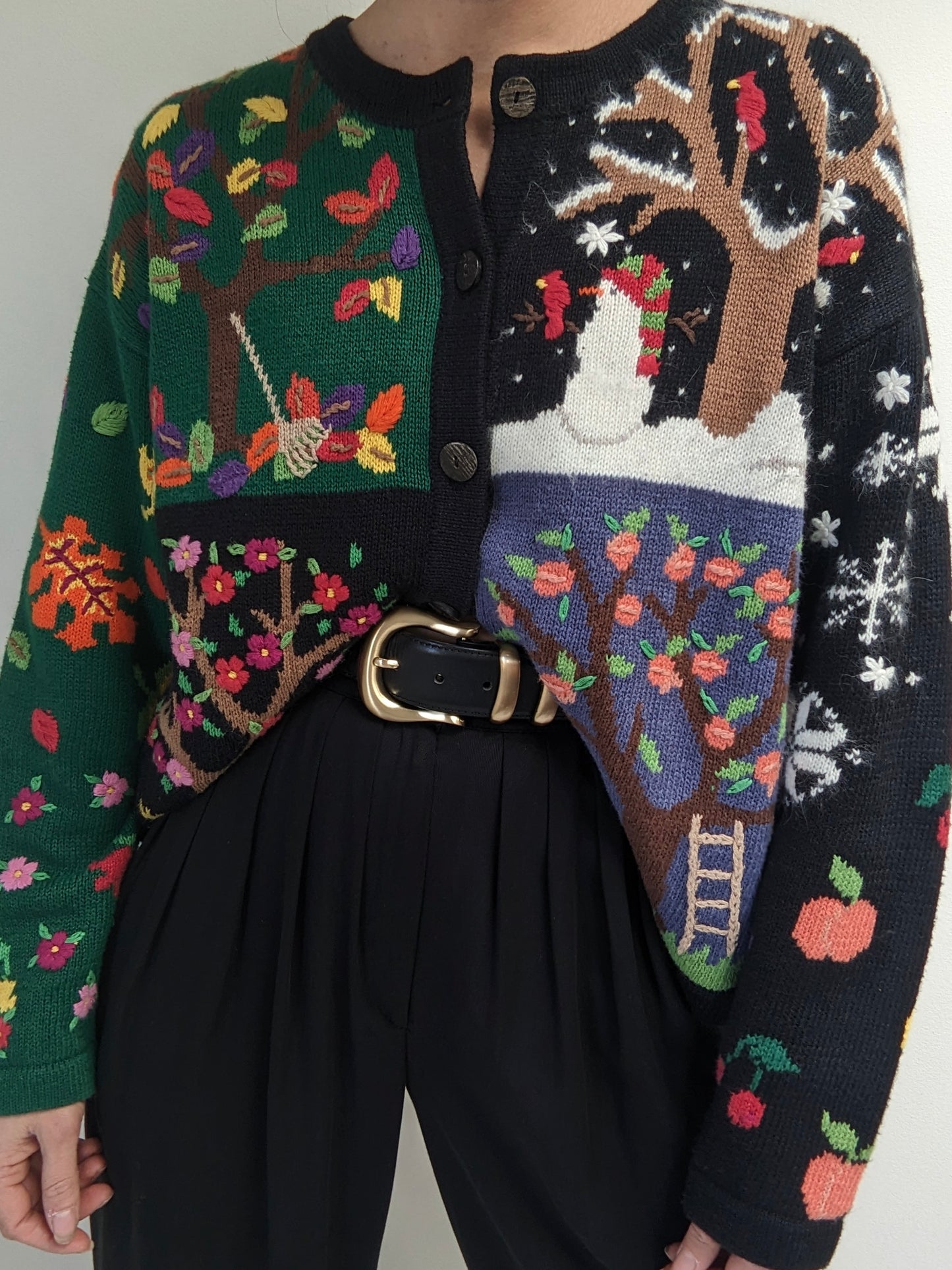 Amazing Vintage Embroidered Seasons Cardigan