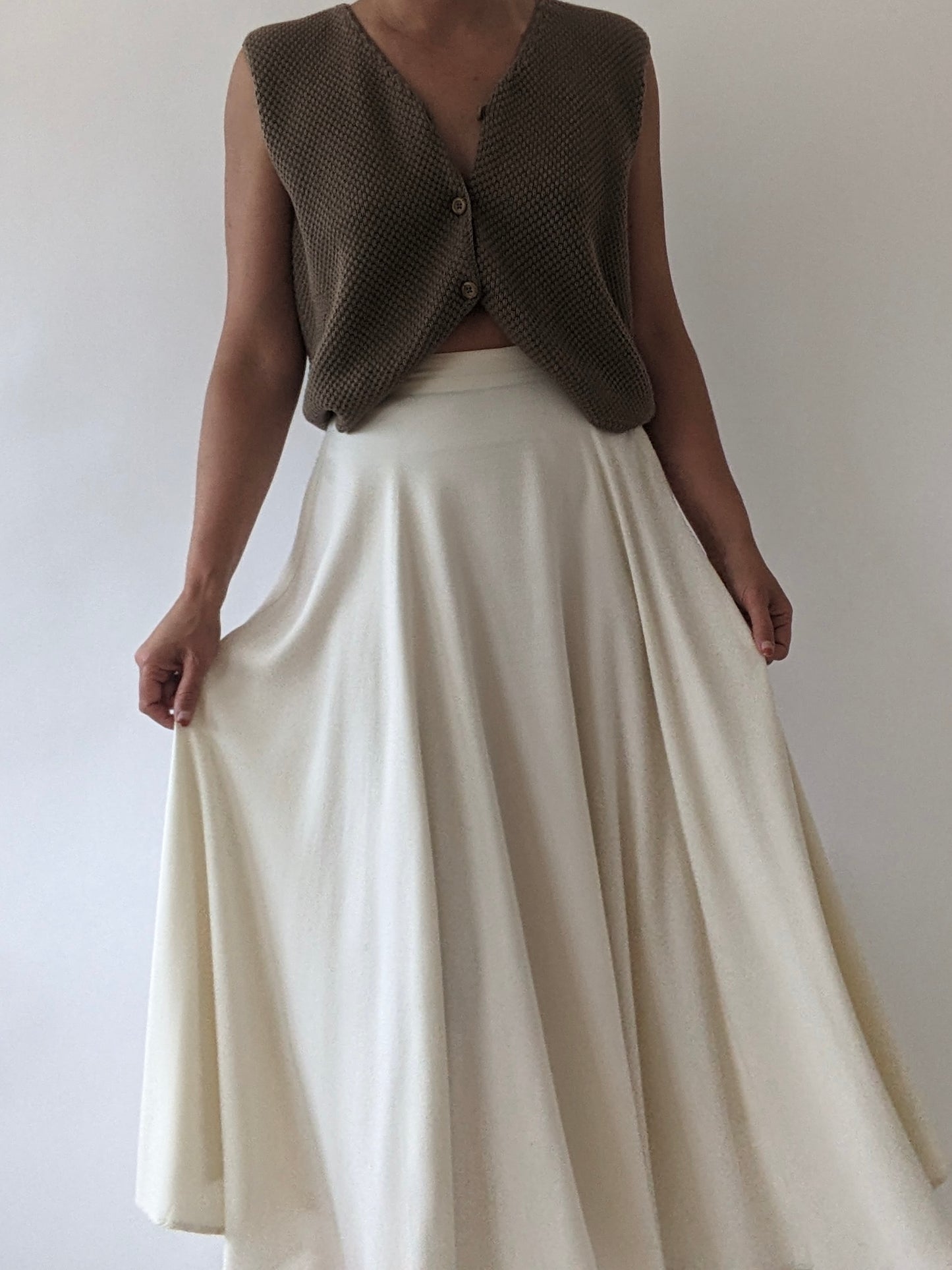 Vintage Cream Maxi Skirt