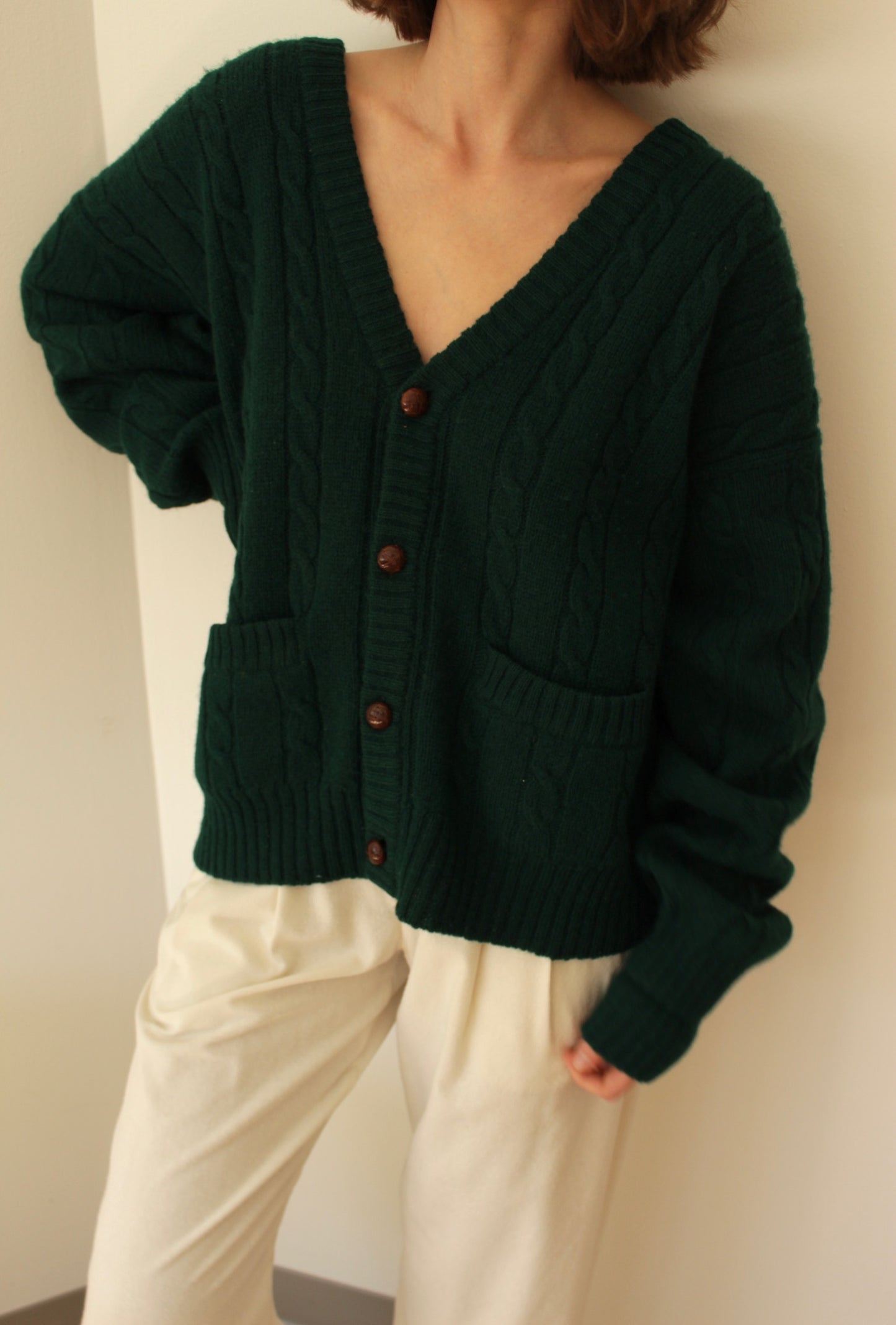 Vintage Evergreen Wool Cardigan