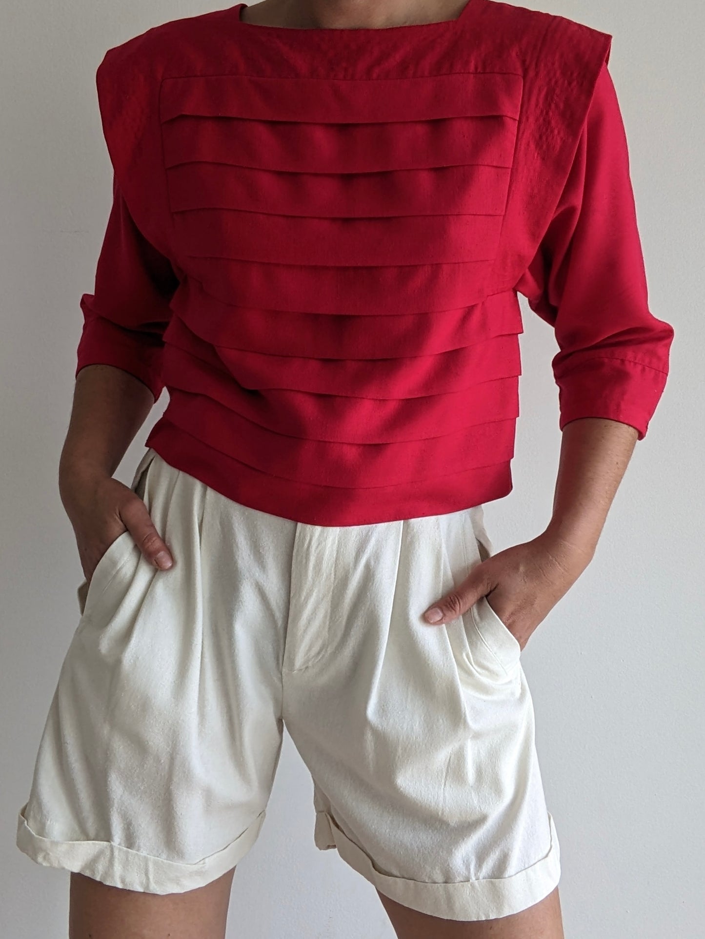 Vintage Cayenne Pleated Silk Noil Blouse