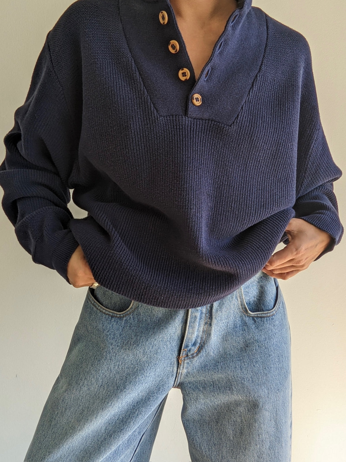Vintage Navy Cotton Henley