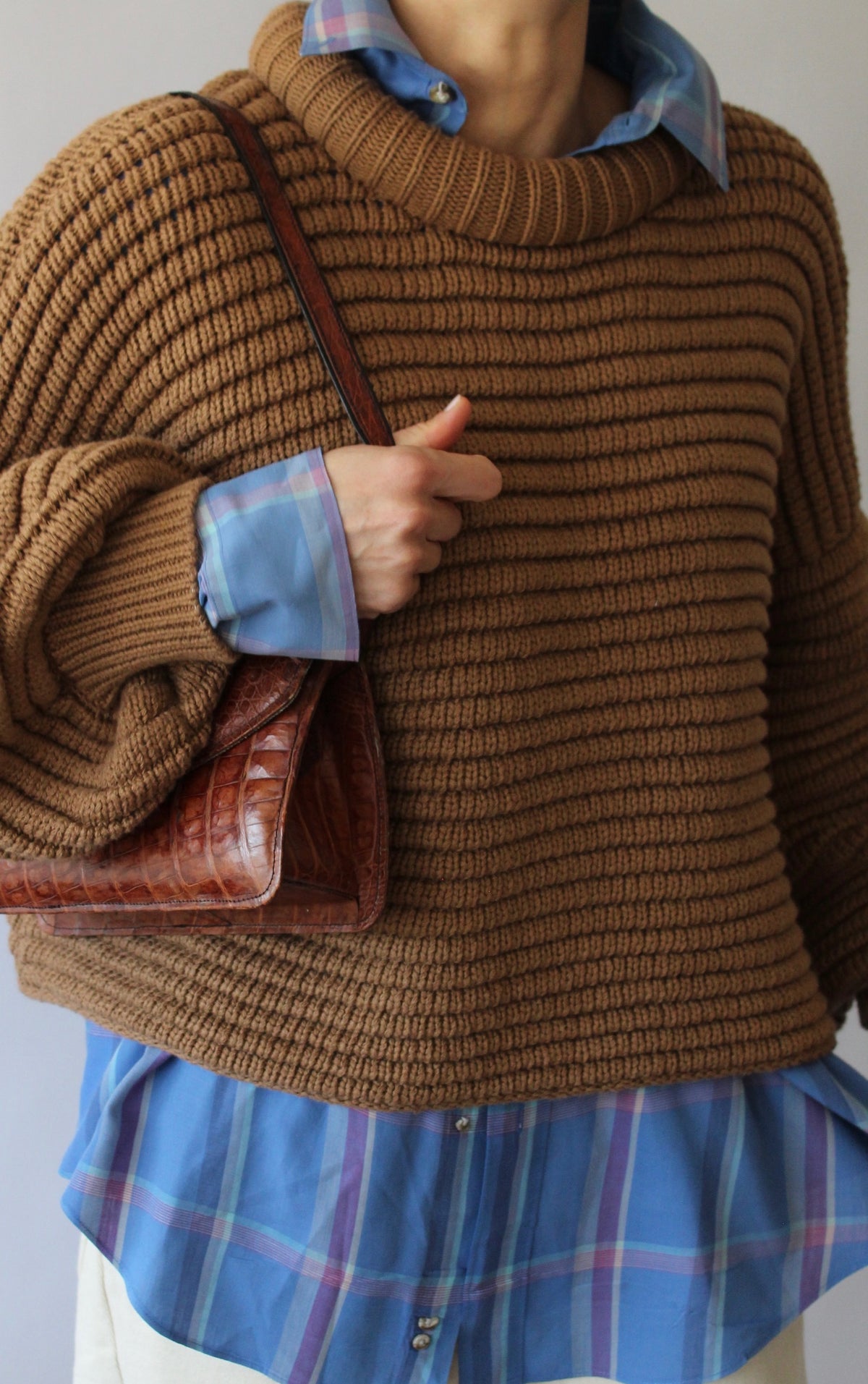 Vintage Alligator-Embossed Leather Bag