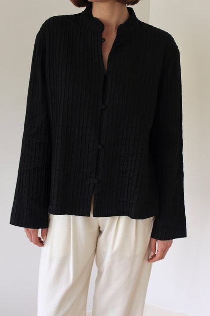 Vintage Onyx Pleated Linen Jacket