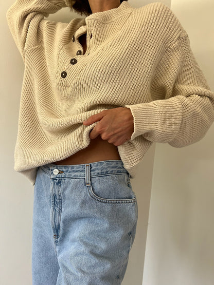 Favorite Vintage Sand Henley Sweater