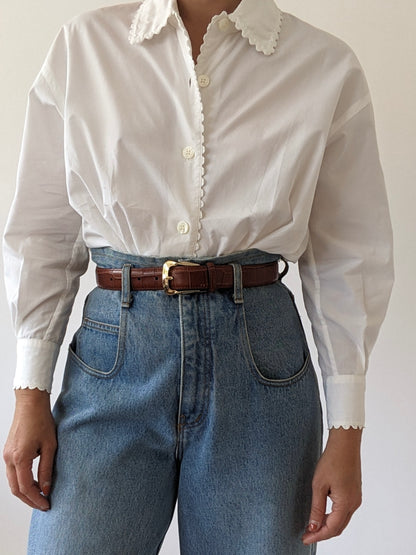 Vintage Emanuel Ungaro Scalloped Cotton Bodysuit