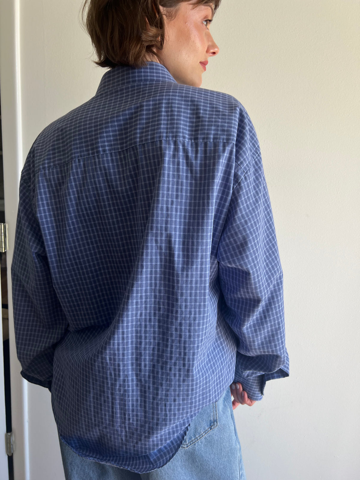 Vintage Yves Saint Laurent Blue Plaid Button Up