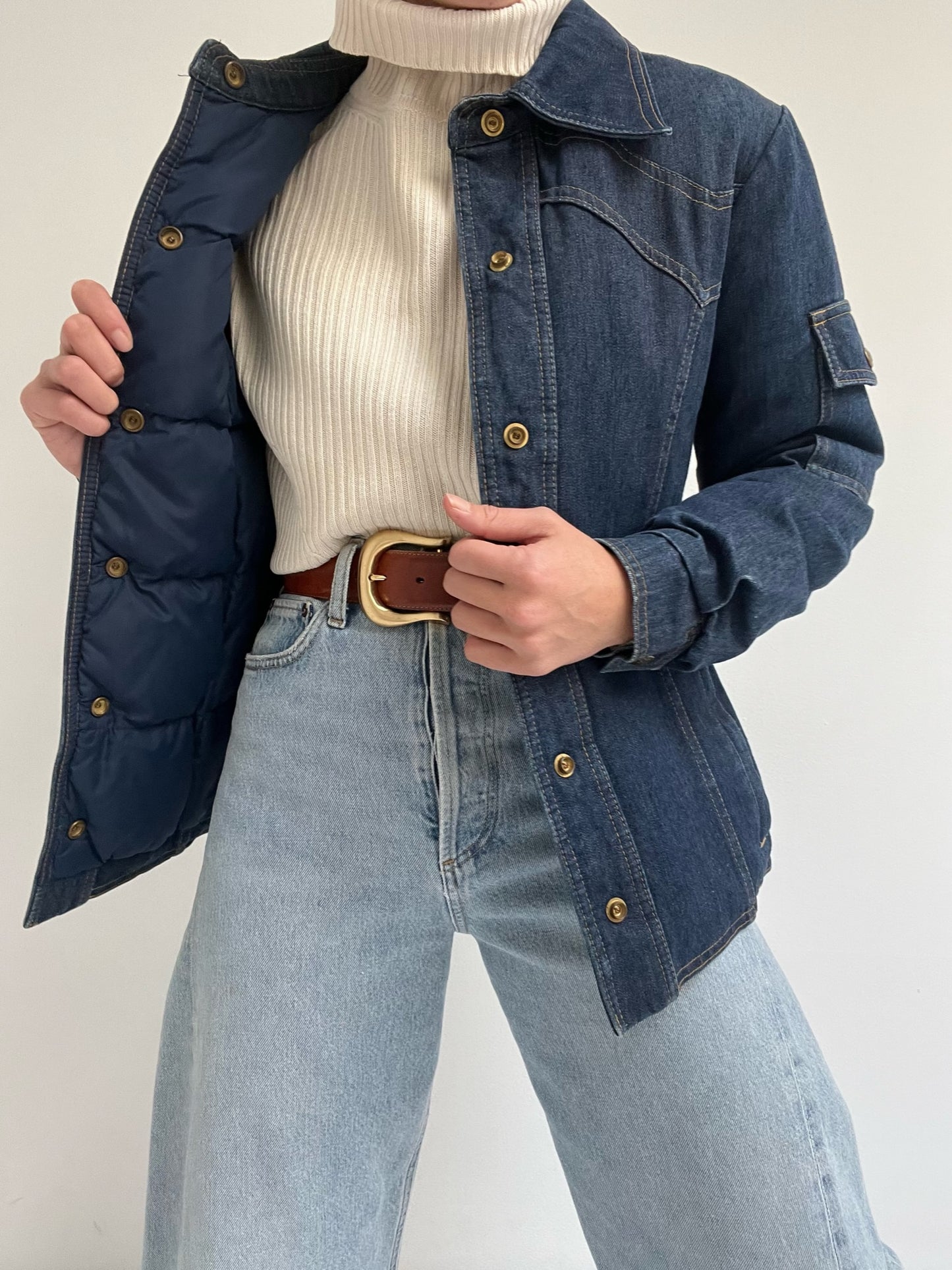 Favorite Vintage Eddie Bauer Denim Puffer Snap Jacket