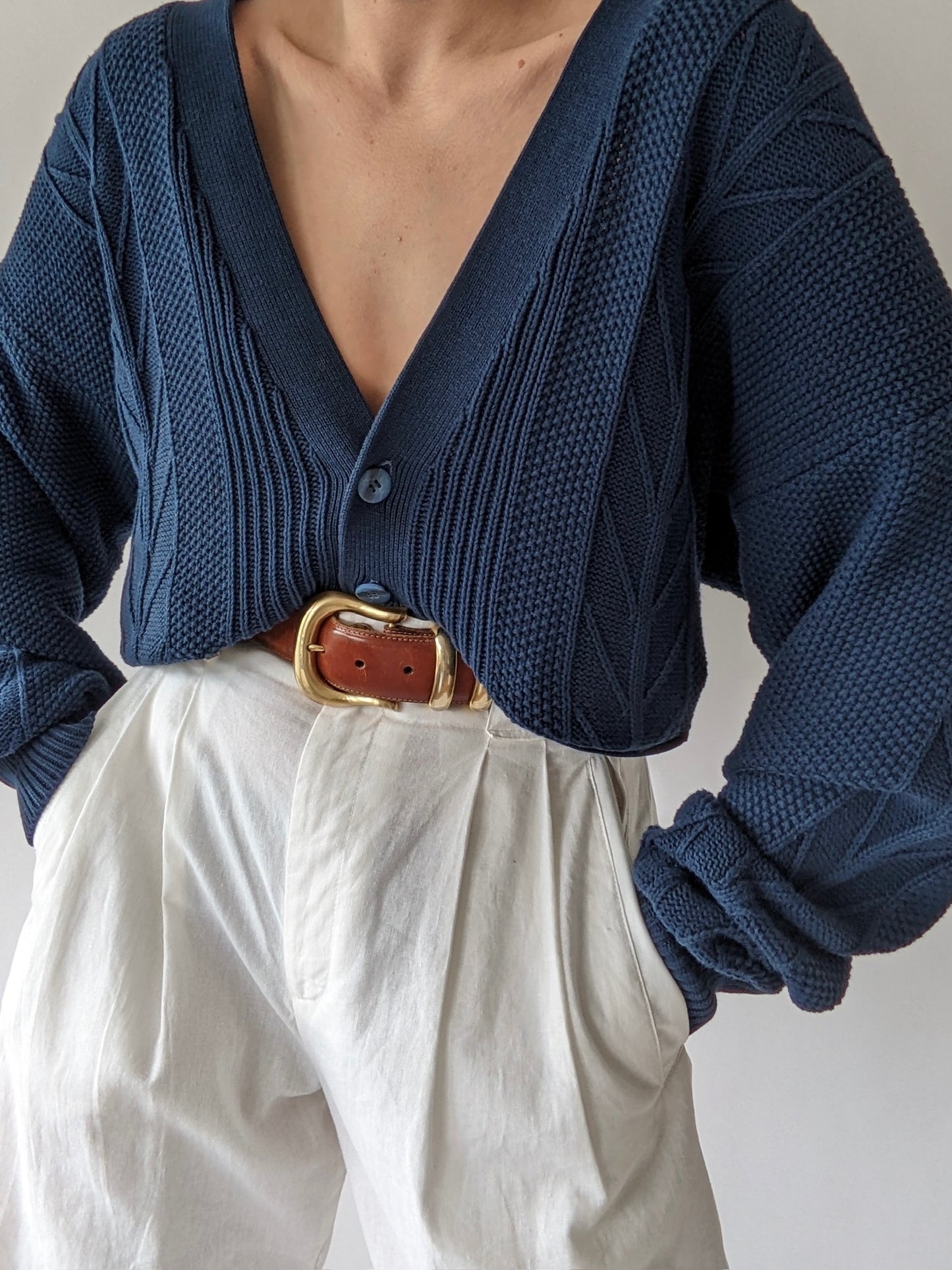 Vintage Midnight Knitted Cotton Cardigan