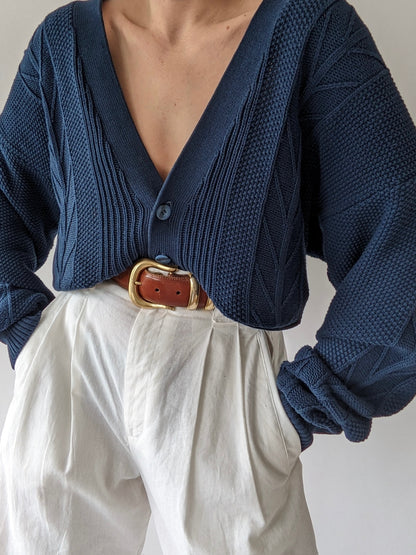 Vintage Midnight Knitted Cotton Cardigan
