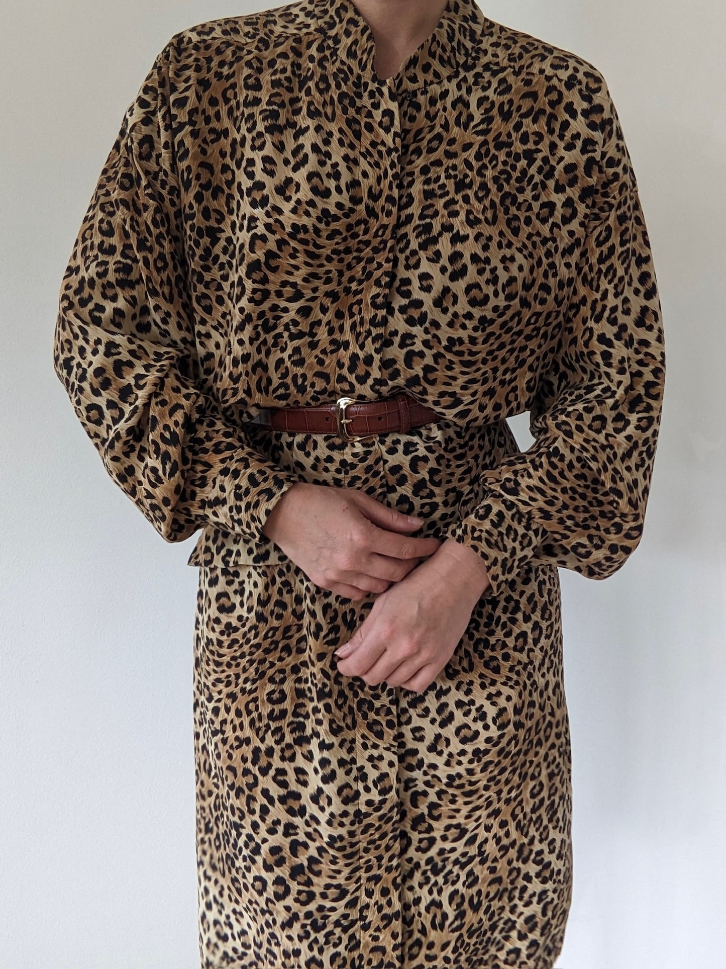 Statement Vintage Leopard Print Silk Dress