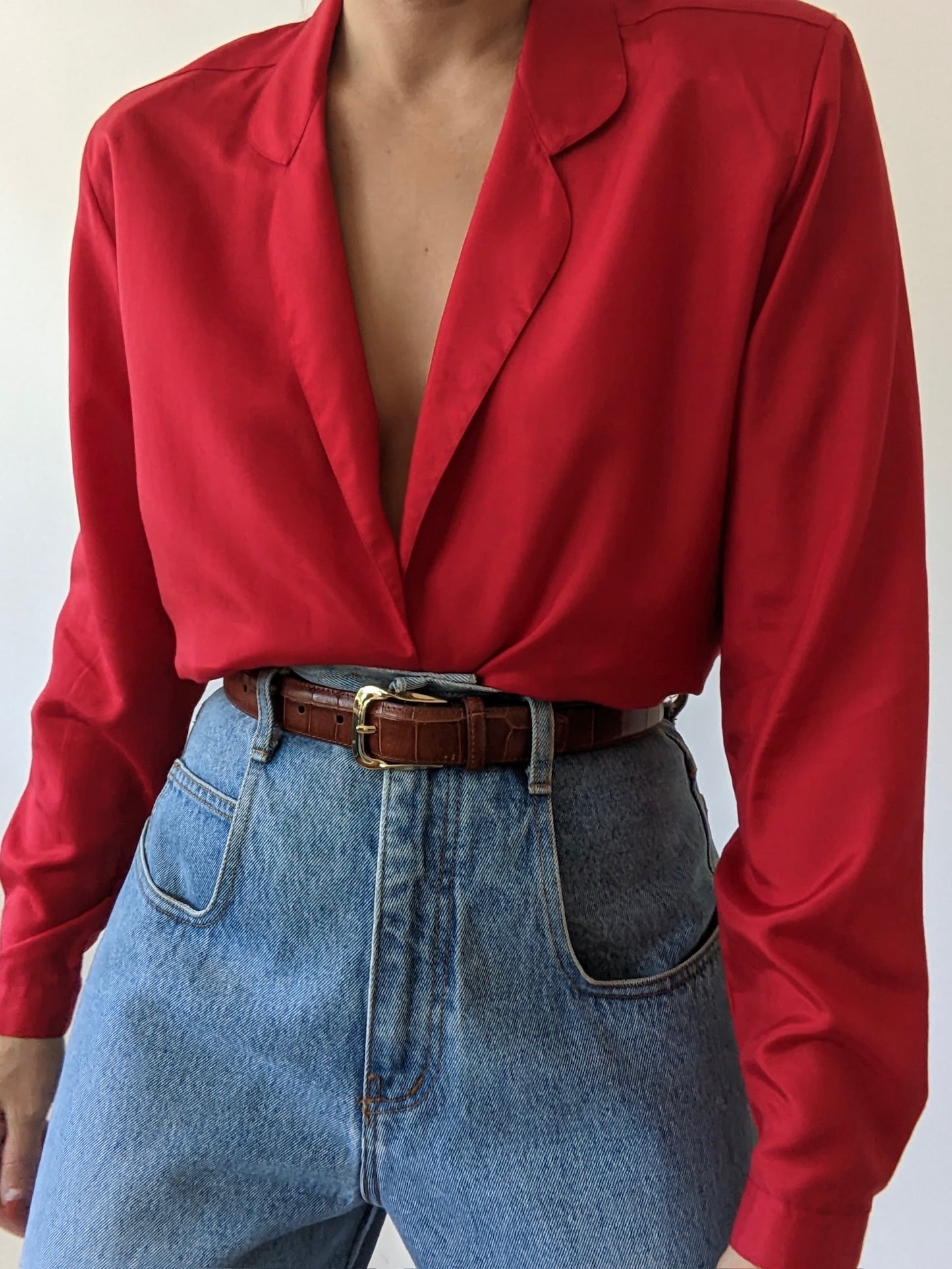 Vintage Chili Silk Blouse