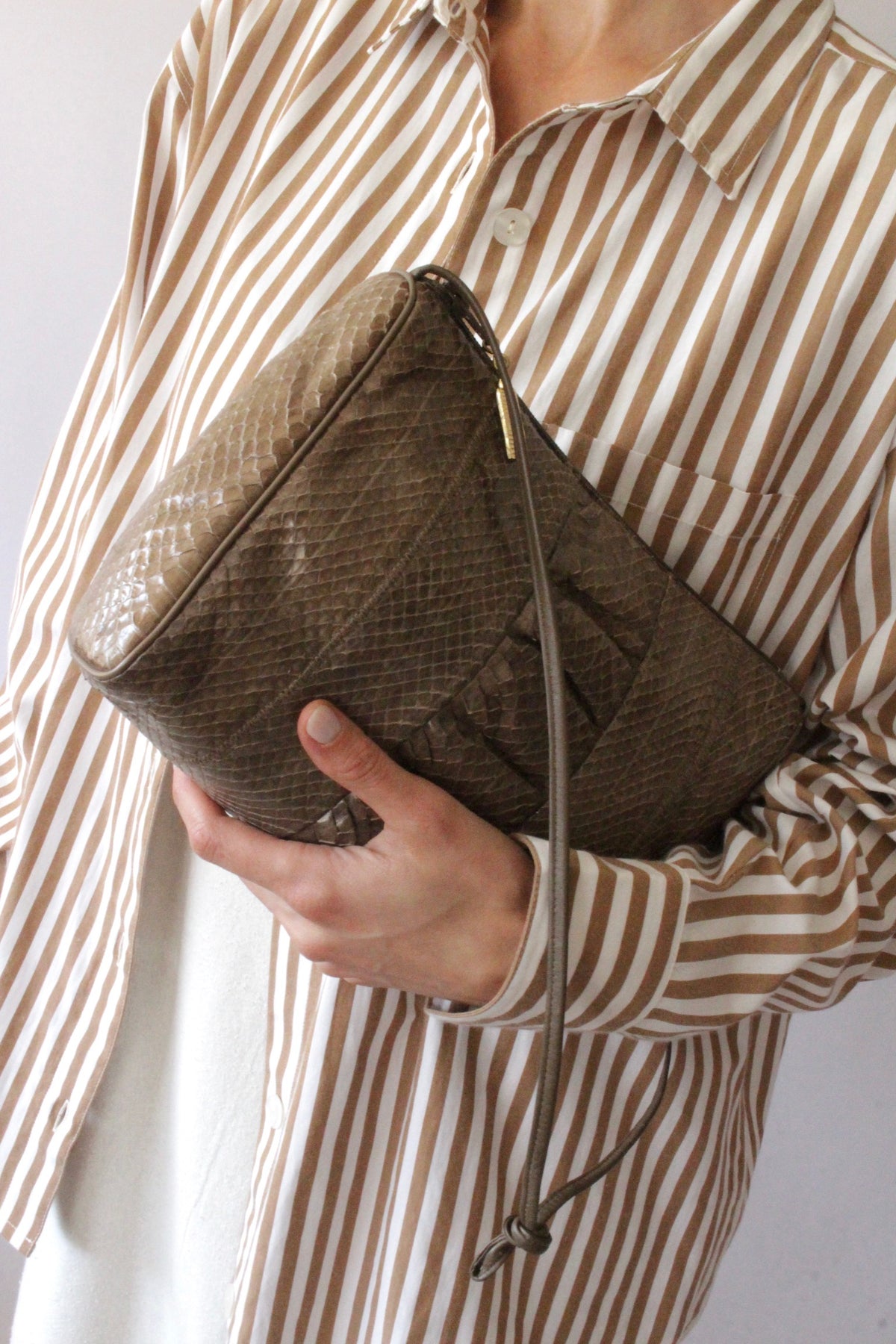 Vintage Taupe Genuine Snakeskin Purse