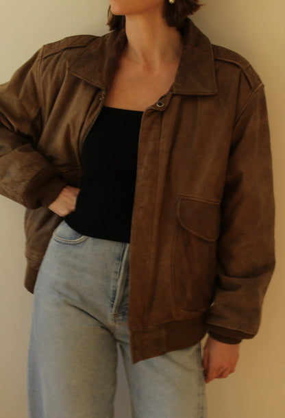Vintage Faded Cappuccino Leather Bomber