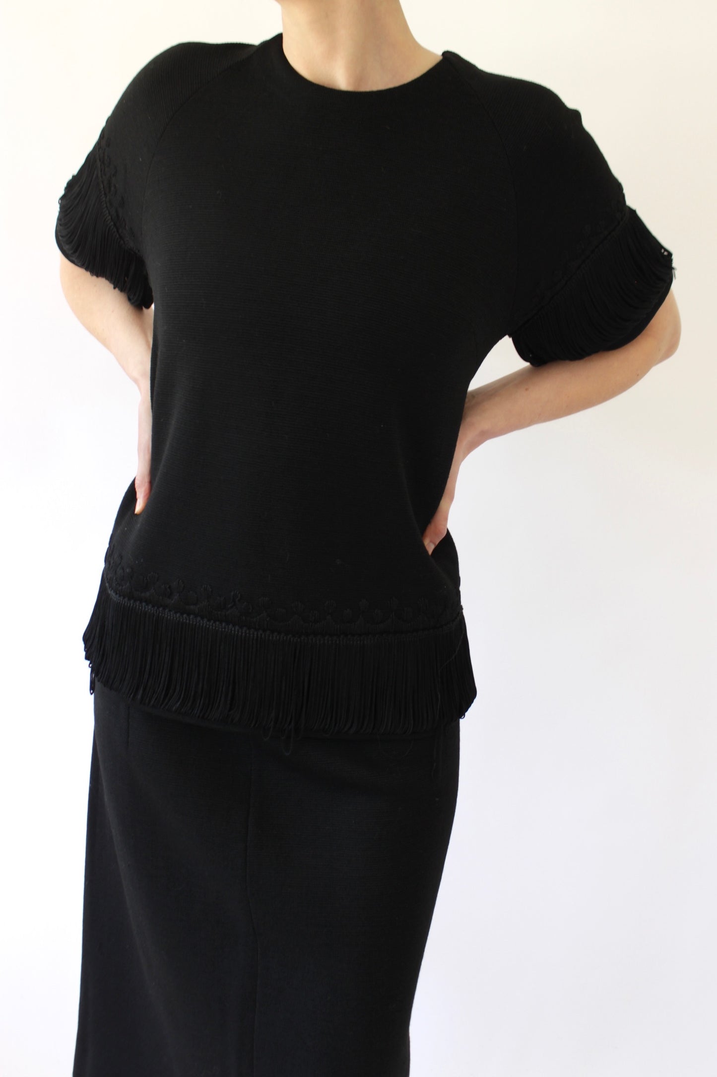 Vintage Wool Fringe Skirt Suit