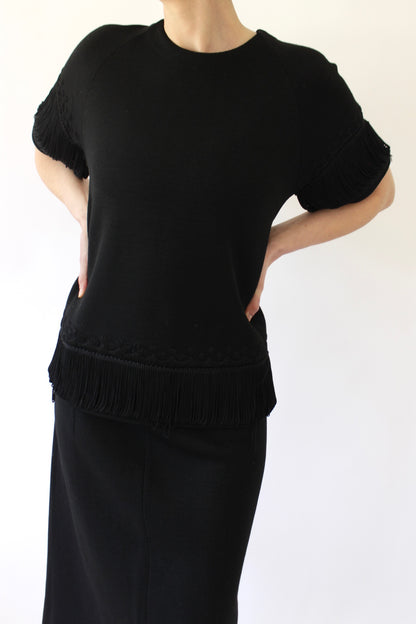 Vintage Wool Fringe Skirt Suit