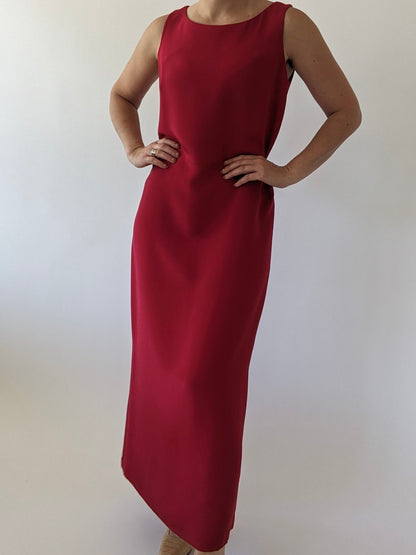 Vintage Raspberry Silk Dress