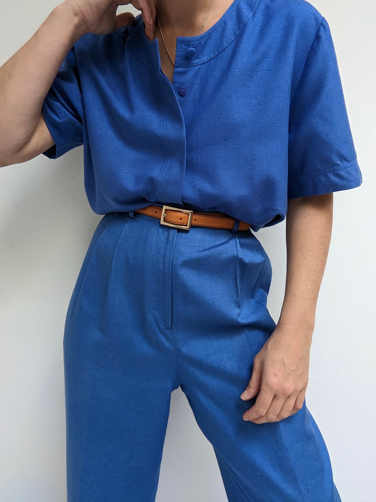 Vintage Cerulean Raw Silk Pant Set